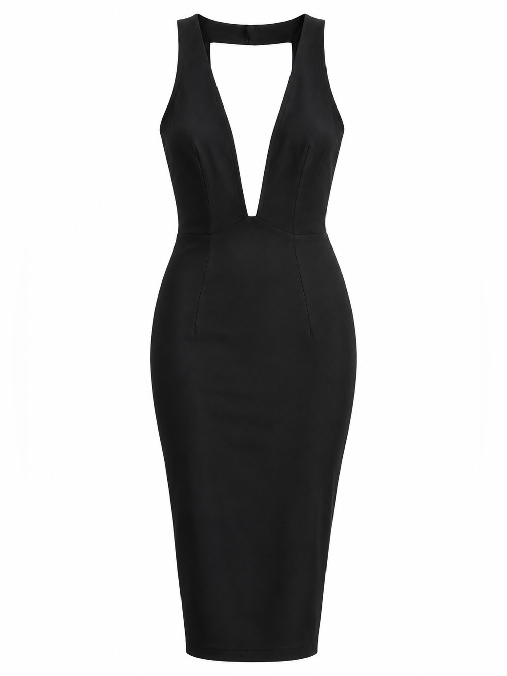 Solemio Midi Deep V Plunge Bodycon dress